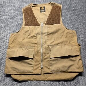 Vintage Wolfe's Hunting Vest Canvas Corduroy Brown Talon Zip Shell Loops Mens XL